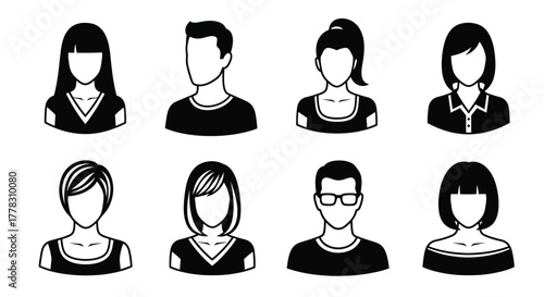 Vector avatars profile pictures user icons people silhouettes set editable