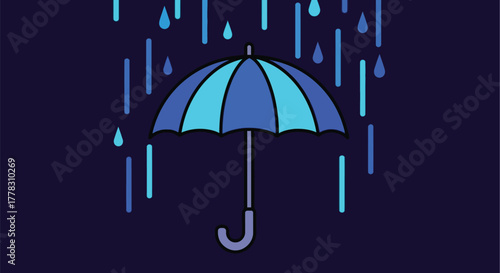 Umbrella protection from rain vector illustration rainy season art editable