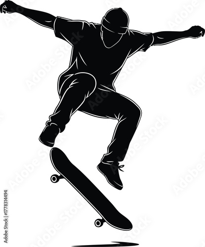 Skateboarder performing trick