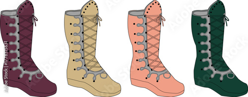 Diverse Collection of Colorful Boots A Fashionable Array of Footwear for Style and Comfort