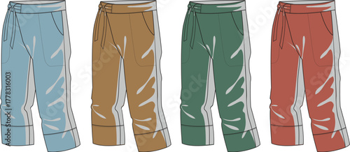 Stylish collection of comfortable capri pants and shorts in various colors, ideal for everyday casual wear, leisure activities, and diverse fashion styling