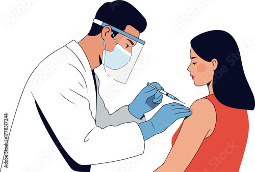 Doctor Administering Vaccine To Patient Illustration