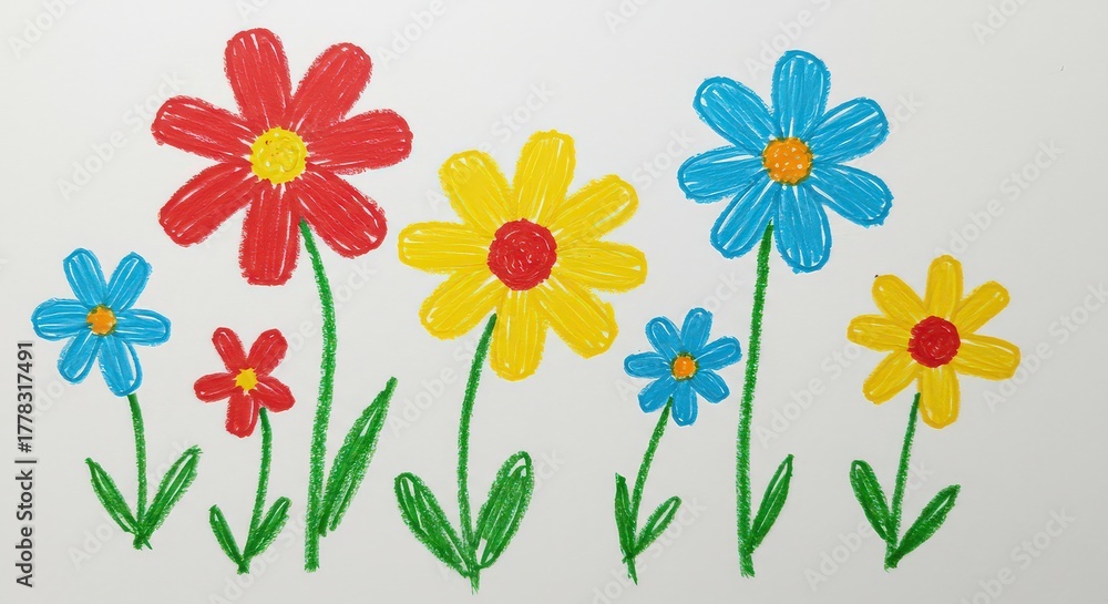 Fototapeta premium Colorful flowers illustration on white background artistic nature concept