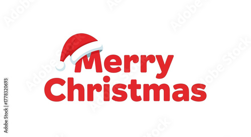 "Merry Christmas" Text with Santa Hat