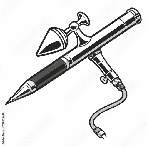 Black and White Airbrush Tool on White Background equipment painting