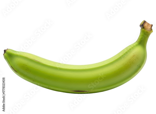 Single unripe green banana, a healthy fresh tropical fruit for cooking