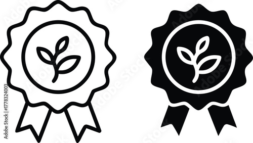 Eco Friendly Award Badge Icon – Sustainable Certification and Green Achievement Symbol or Vector Silhouette..eps