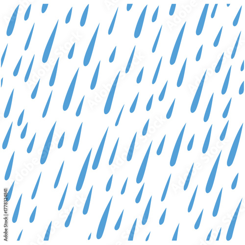 Seamless Rain Drops Pattern Design. Editable Color Vector
