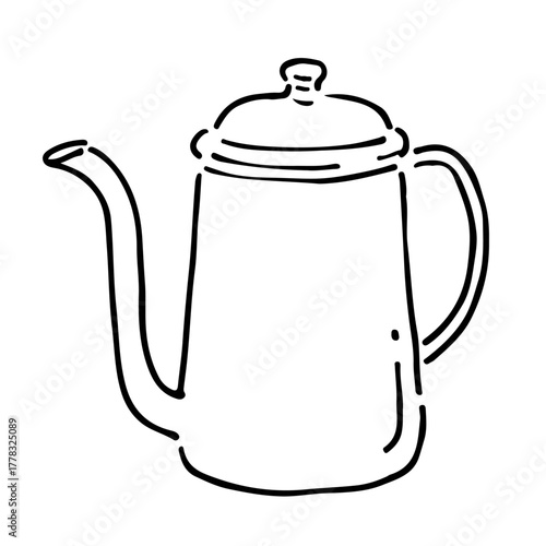 ケトルの手書きイラスト　モノクロ