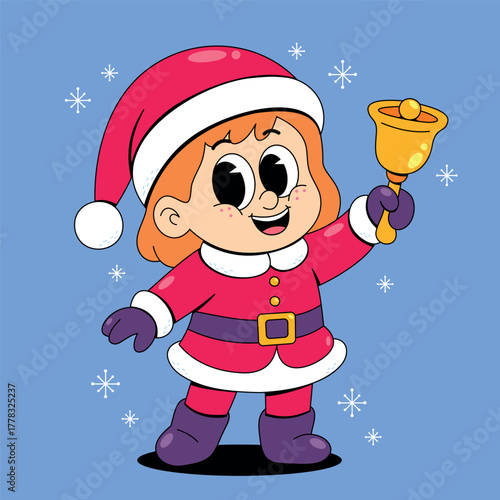 Cute Santa with a Golden Bell