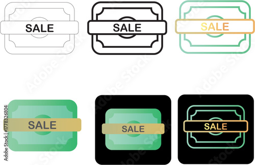 Monetary Sale Icon Set Diverse Styles for Savings and Promotions - Minimalist Design
