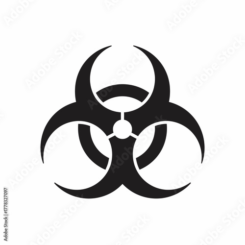 A black biohazard symbol, a warning sign indicating potential danger and contamination.