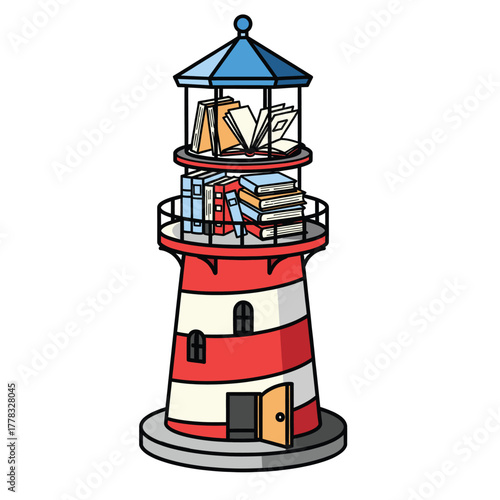 Lighthouse of Knowledge: Books and Learning Concept