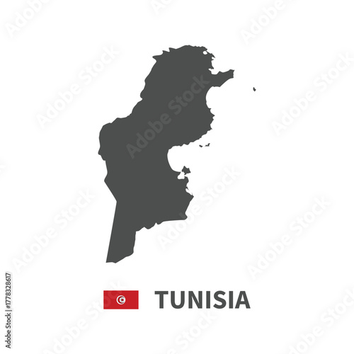 Tunisia map flag illustration on white background