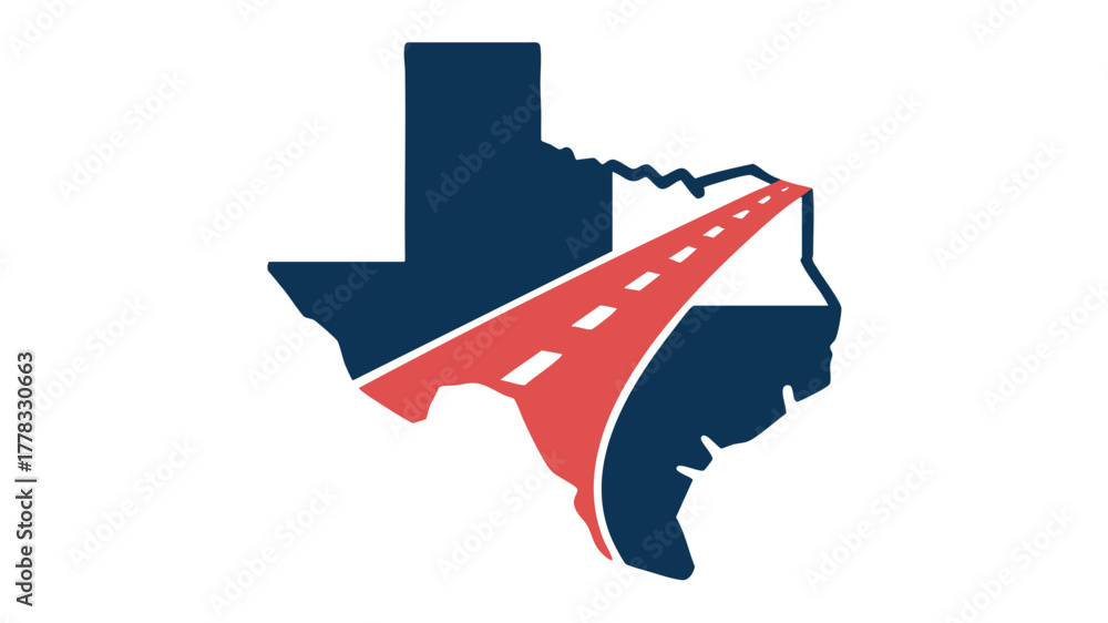 Fototapeta premium Texas map with a travel route design