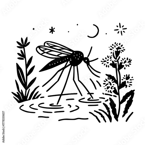 Elegant Black and White Groomed Hairstyle Illustration