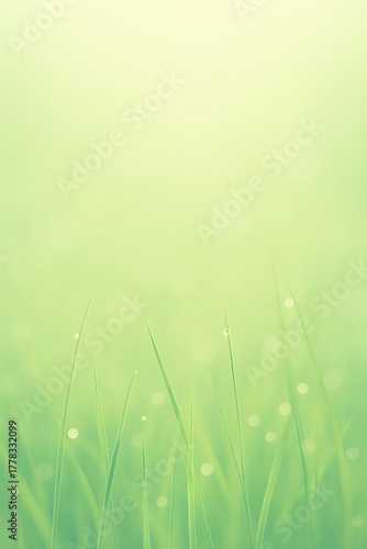 봄아침의 이슬 맺힌 풀밭