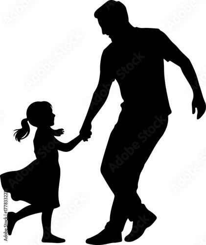 father and daughter dancing silhouette vector illustration