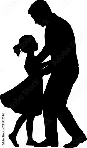father and daughter dancing silhouette vector illustration