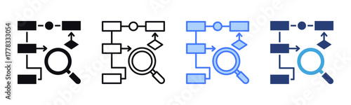 Process Mining icon sheet multiple style collection