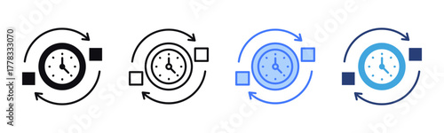 Cycle Time icon sheet multiple style collection