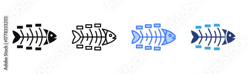 Fishbone icon sheet multiple style collection