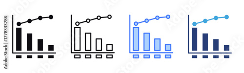 Pareto Chart icon sheet multiple style collection