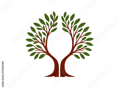 flat style vector illustration of a split tree