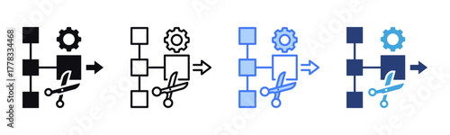 Work Simplification icon sheet multiple style collection