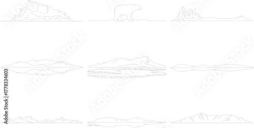 Arctic Landscapes and Wildlife Line Art Collection
