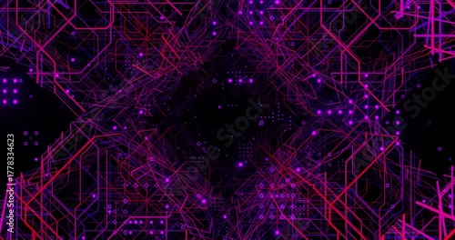 Wallpaper Mural Sci-Fi Tech Tunnel Animation Loop with Glowing Lines Torontodigital.ca