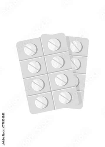 Tablets in blister packaging stock illustration.