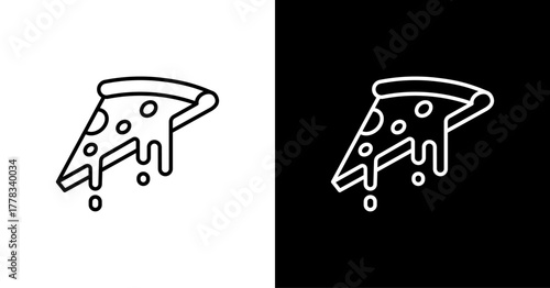 Pizza Slice White Icon Set Design