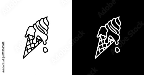 Ice Cream White Icon Set Design