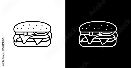 Burger White Icon Set Design