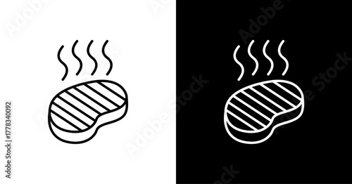 Steak White Icon Set Design