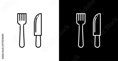 Fork And Knife White Icon Set Design