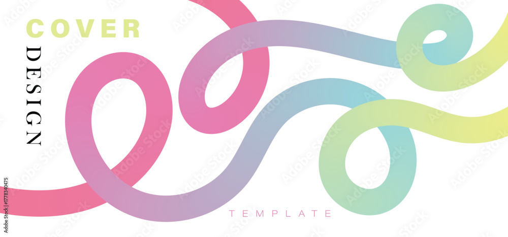 Fototapeta premium Modern Cover Design Template with Abstract Intertwined Wavy Lines Vector Featuring Vibrant Pastel Gradient Colors