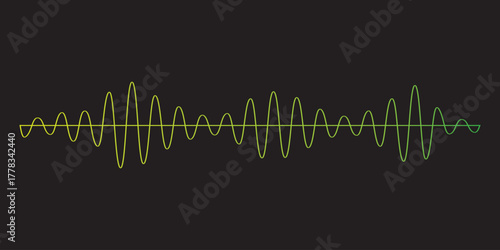 One continuous line drawing of music player soundbar with microphone button. Record audio and sound wave voice message in simple linear style. Editable stroke. Doodle vector illustration. EPS 10.
