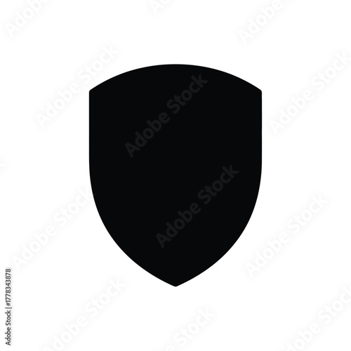 Black shield icon embodying the concept of protection and security. A symbol of defense, safety, and strength for modern digital and graphic design projects
