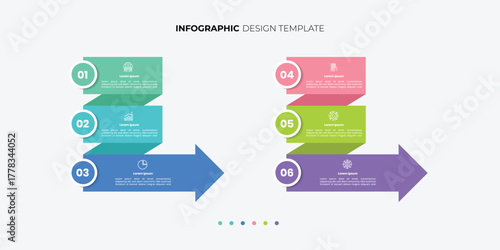 Business presentation arrows style and turning point important. Infographic 6 steps to success
