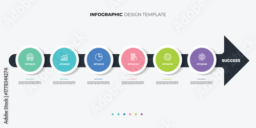 Business presentation arrows style and turning point important. Infographic 6 steps to success