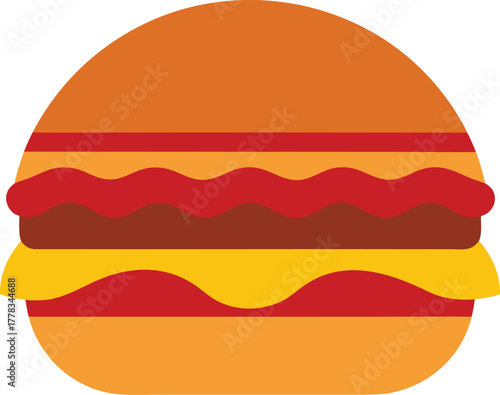 Delicious bbq burger with crispy bacon illustration