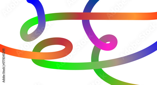 Abstract colorful swirling ribbons on a white background