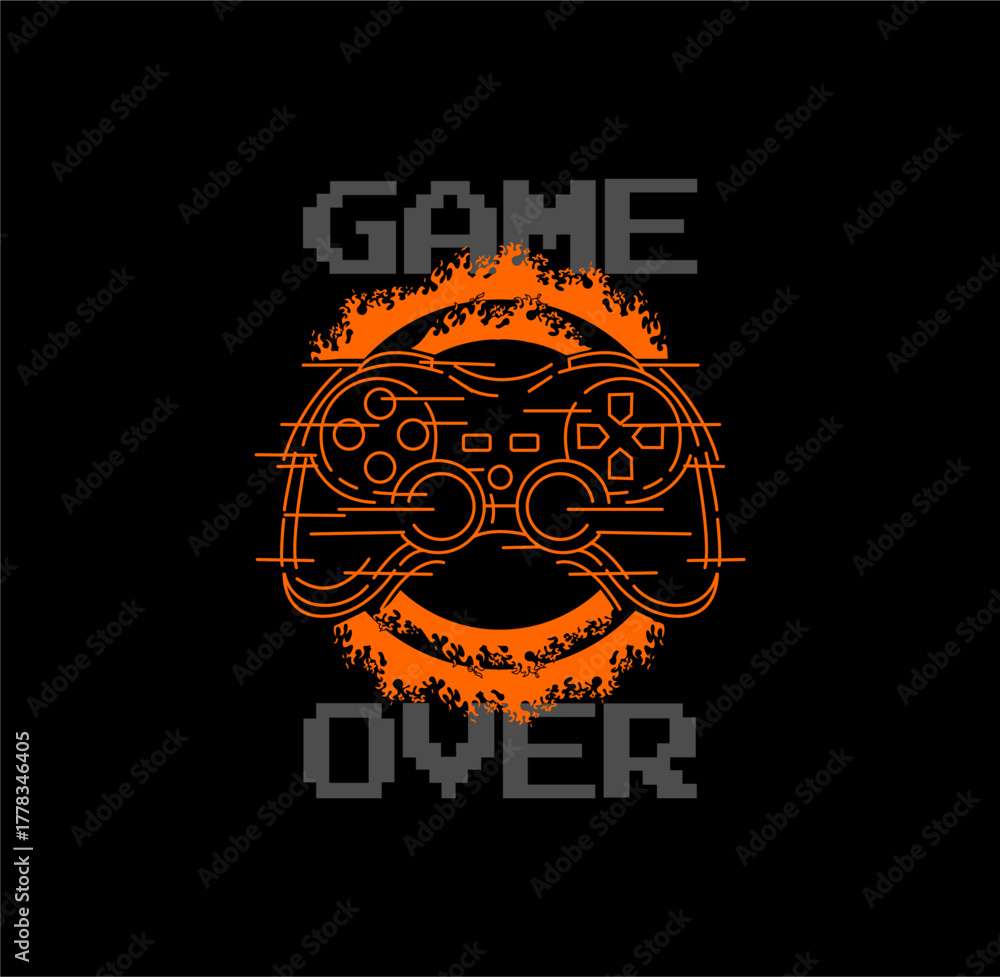 Obraz premium Game Over Video game joystick vector graphic design