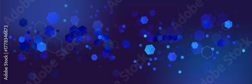 Abstract Digital Blue Hexagons Business or Science Background. Medical Research or Tech Innovation Online Webinar Presentation Event. Conference or Forum