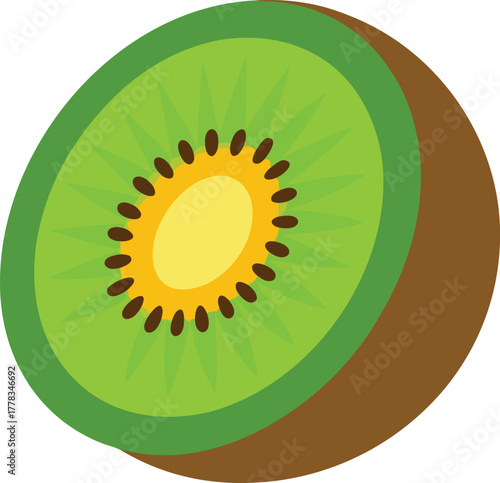 Fresh kiwi fruit halved on white background