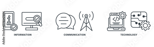 ICT icon set vector illustration concept for information and communications technology 