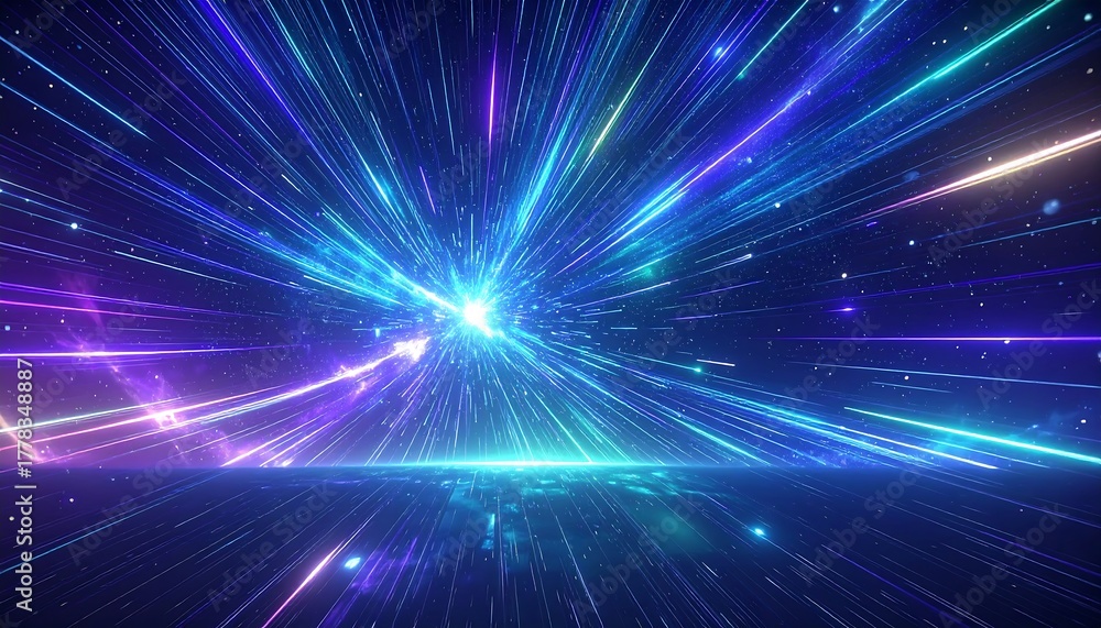 Fototapeta premium Vibrant, digital abstract space explosion