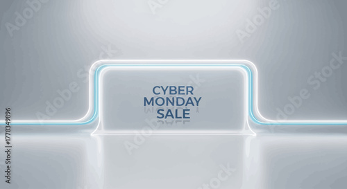 Minimal Futuristic Cyber Monday Sale Background with Blue Neon Light Design